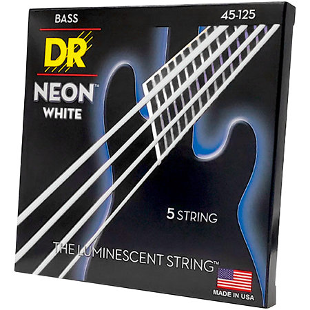 DR Strings NWB5-45 Hi Def Neon White Medium 45-125