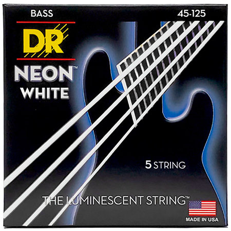 DR Strings NWB5-45 Hi Def Neon White Medium 45-125