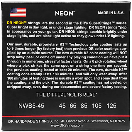 NWB5-45 Hi Def Neon White Medium 45-125 DR Strings