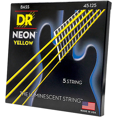 DR Strings NYB5-45 Hi Def Neon Yellow Medium 45-125