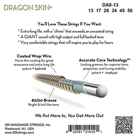 DA8 13 DRAGON SKIN+ 80/20 Bronze Medium 13-56 DR Strings