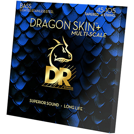 DR Strings Dragon Skin+ Core Technology Coated Wrap 4 Cordes Medium Multi Scale 45-105