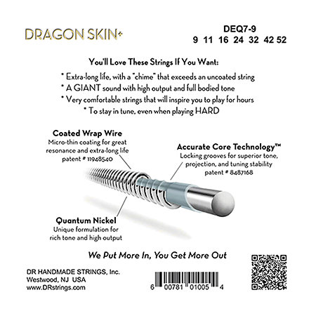 Dragon Skin+ 7 Cordes Light 9-52 DR Strings