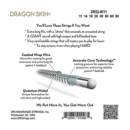 Dragon Skin+ 8 Cordes Medium 10-75 DR Strings