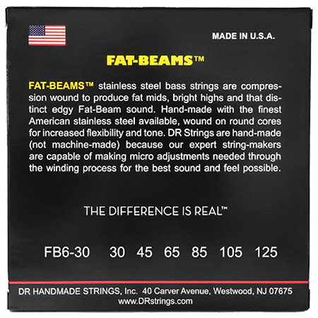 Fat Beam Stainless Steel 6 Cordes Medium 30-125 DR Strings