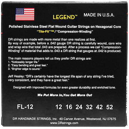 Legend Polished Flatwound Medium 12-52 DR Strings