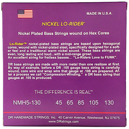 Nickel Lo Rider Nickel Plated Medium 45-130 DR Strings