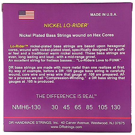 Nickel Lo Rider Nickel Plated 6 Cordes Medium 30-130 DR Strings