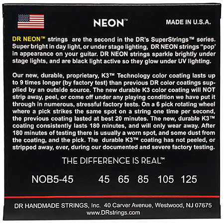 Hi Def Neon Orange 5 Cordes Medium 45-125 DR Strings