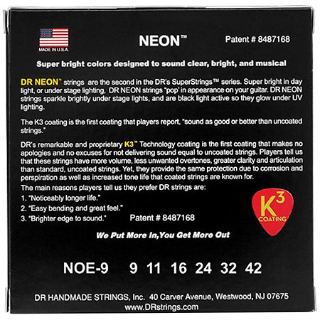 Hi Def Neon Orange 6 Cordes Light 9-42 DR Strings
