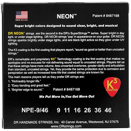 Hi Def Neon Pink 6 Cordes Light Medium 9-46 DR Strings