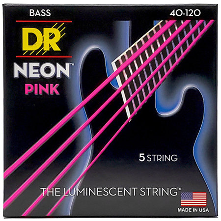DR Strings Hi Def Neon Pink 5 Cordes Light 40-120