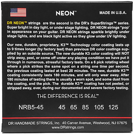 Hi Def Neon Red 5 Cordes Medium 45-125 DR Strings