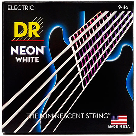 DR Strings Hi Def Neon White 6 Cordes Light Medium 9-46