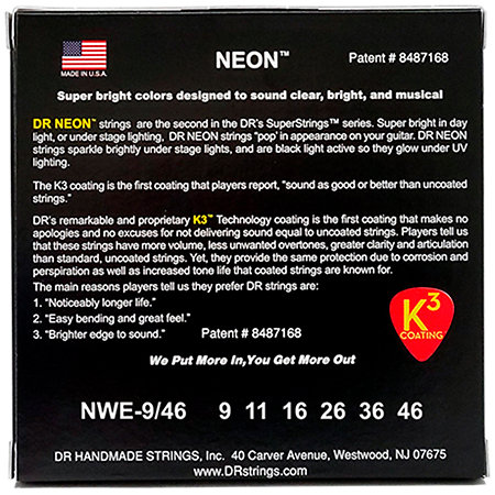 Hi Def Neon White 6 Cordes Light Medium 9-46 DR Strings