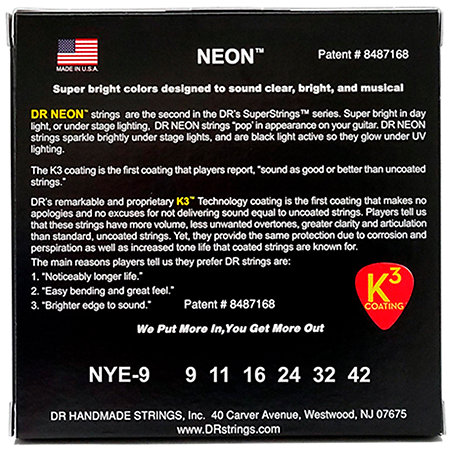 Hi Def Neon Yellow 6 Cordes Light 9-42 DR Strings