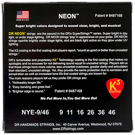Hi Def Neon Yellow 6 Cordes Light Medium 9-46 DR Strings