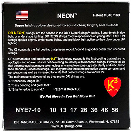 Hi Def Neon Yellow 7 Cordes Medium 10-56 DR Strings
