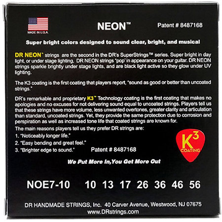 Hi Def Neon Orange 7 Cordes Medium 10-56 DR Strings