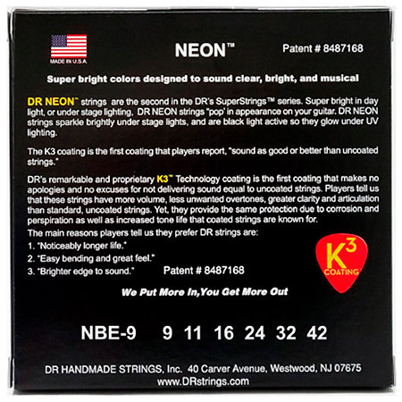 Hi Def Neon Blue 6 Cordes Light 9-42 DR Strings