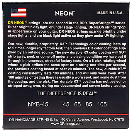 Hi Def Neon Yellow 4 Cordes Medium 45-105 DR Strings