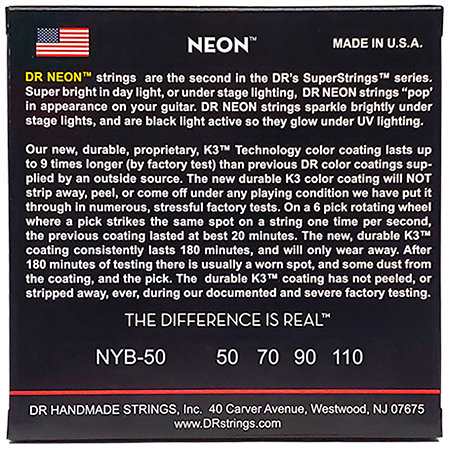 Hi Def Neon Yellow 4 Cordes Heavy 50-110 DR Strings
