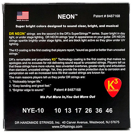 Hi Def Neon Yellow 6 Cordes Medium 10-46 DR Strings