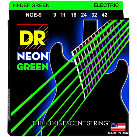 DR Strings Hi Def Neon Green 6 Cordes Light 9-42