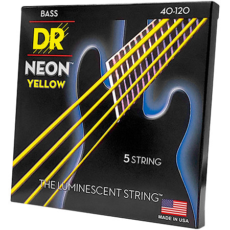 DR Strings Hi Def Neon Yellow 5 Cordes Light 40-120