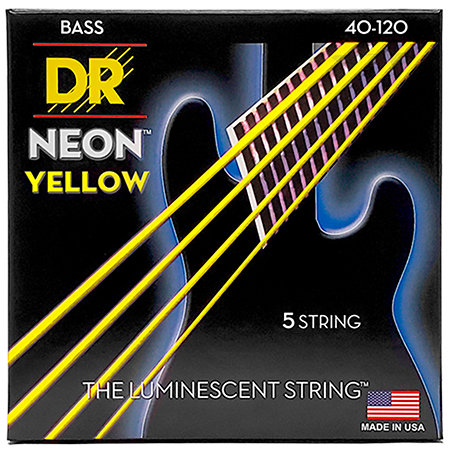 DR Strings Hi Def Neon Yellow 5 Cordes Light 40-120