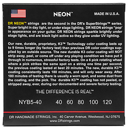 Hi Def Neon Yellow 5 Cordes Light 40-120 DR Strings