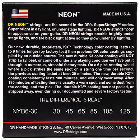 Hi Def Neon Yellow 6 Cordes Medium 30-125 DR Strings