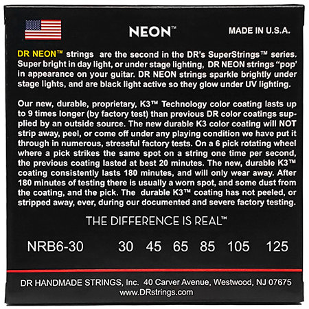 Hi Def Neon Red 6 Cordes Medium 30-125 DR Strings