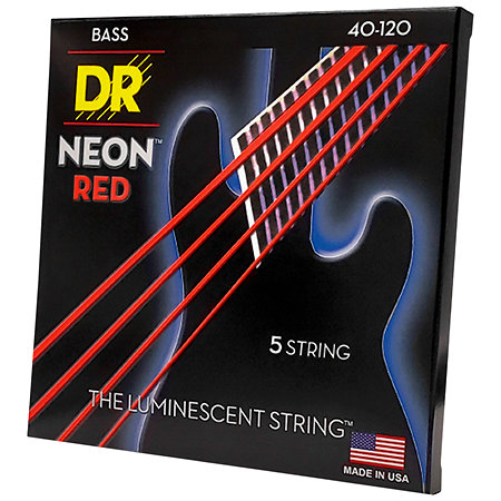DR Strings Hi Def Neon Red 5 Cordes Light 40-120