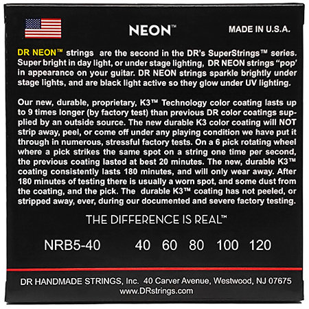 Hi Def Neon Red 5 Cordes Light 40-120 DR Strings