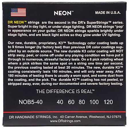 Hi Def Neon Orange 5 Cordes Light 40-120 DR Strings