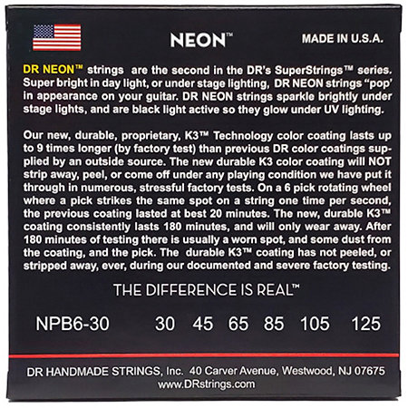 Hi Def Neon Pink 6 Cordes Medium 30-125 DR Strings