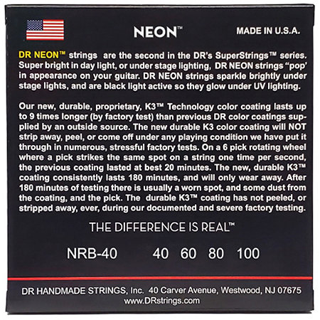 Hi Def Neon Red 4 Cordes Light 40-100 DR Strings