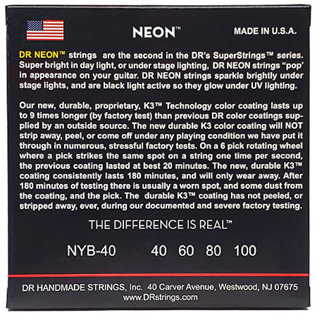 Hi Def Neon White 4 Cordes Light 40-100 DR Strings