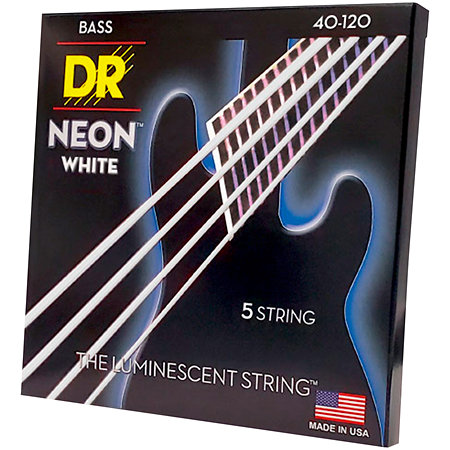 DR Strings Hi Def Neon White 5 Cordes Light 40-120