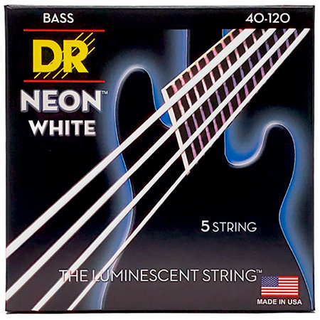 DR Strings Hi Def Neon White 5 Cordes Light 40-120