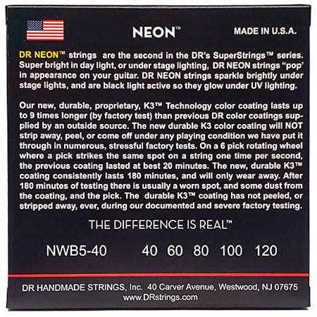 Hi Def Neon White 5 Cordes Light 40-120 DR Strings