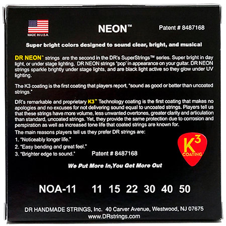 Hi Def Neon Orange 6 Cordes Custom Light 11-50 DR Strings