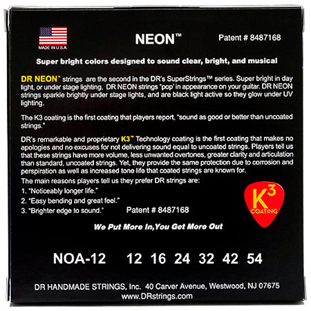 Hi Def Neon Orange 6 Cordes Light 12-54 DR Strings