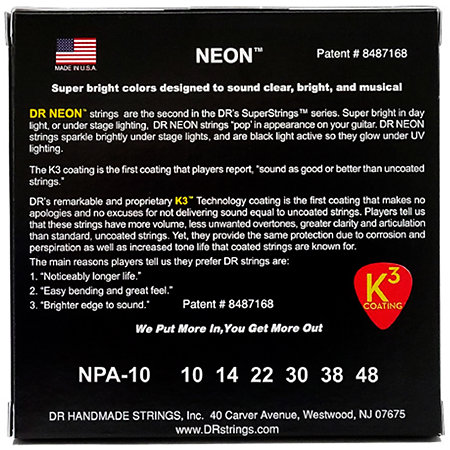 Hi Def Neon Pink 6 Cordes Extra Light 10-48 DR Strings
