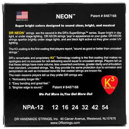 Hi Def Neon Pink 6 Cordes Light 12-54 DR Strings