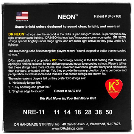 Hi Def Neon Red 6 Cordes Custom Light 11-50 DR Strings