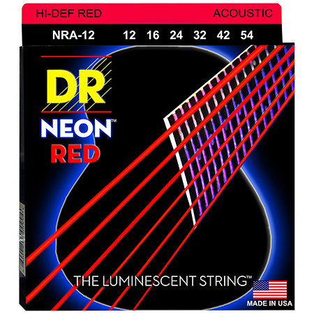DR Strings Hi Def Neon Red 6 Cordes Light 12-54