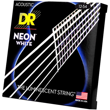 DR Strings Hi Def Neon White 6 Cordes Light 12-54