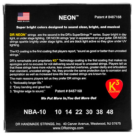Hi Def Neon Blue 6 Cordes Extra Light 10-48 DR Strings